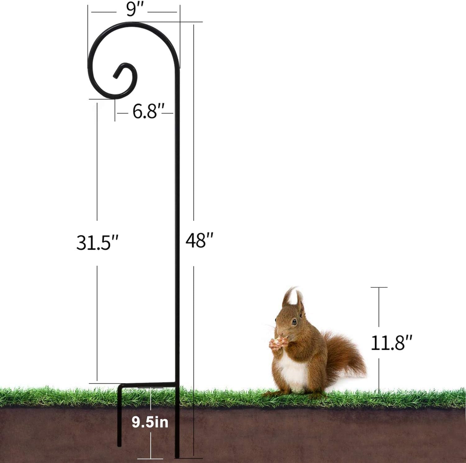 Shepherd Hook 48 Inch 2 Pack No Assembly Required 2/5 Inch Heavy Duty Solid Metal Hanging Pole for Outdoor Garden Plant,Bird Feeder,Lanterns,Wedding Decor,Plant Baskets Wind Chimes