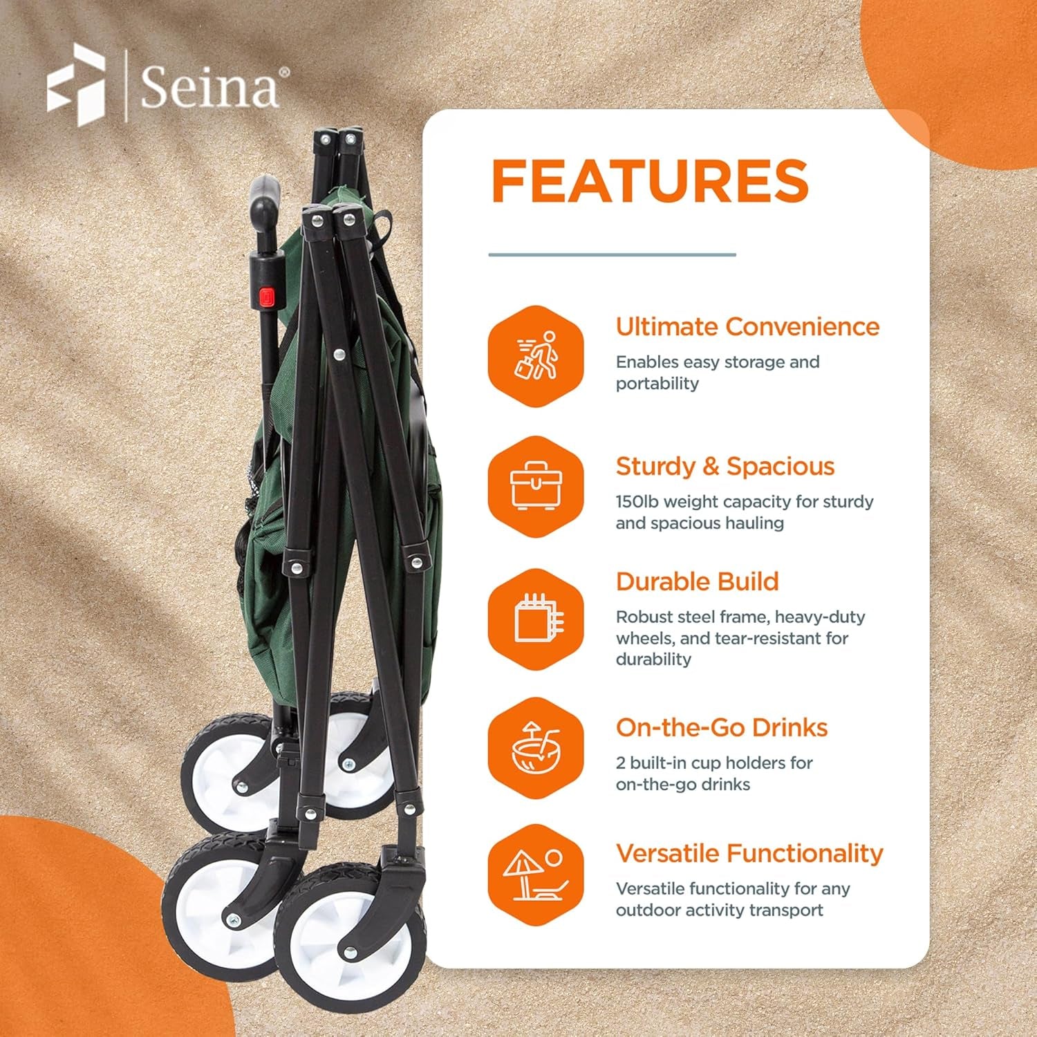 SUW-206 Green 5" Wheel Compact Wagon(Removable Wheels)