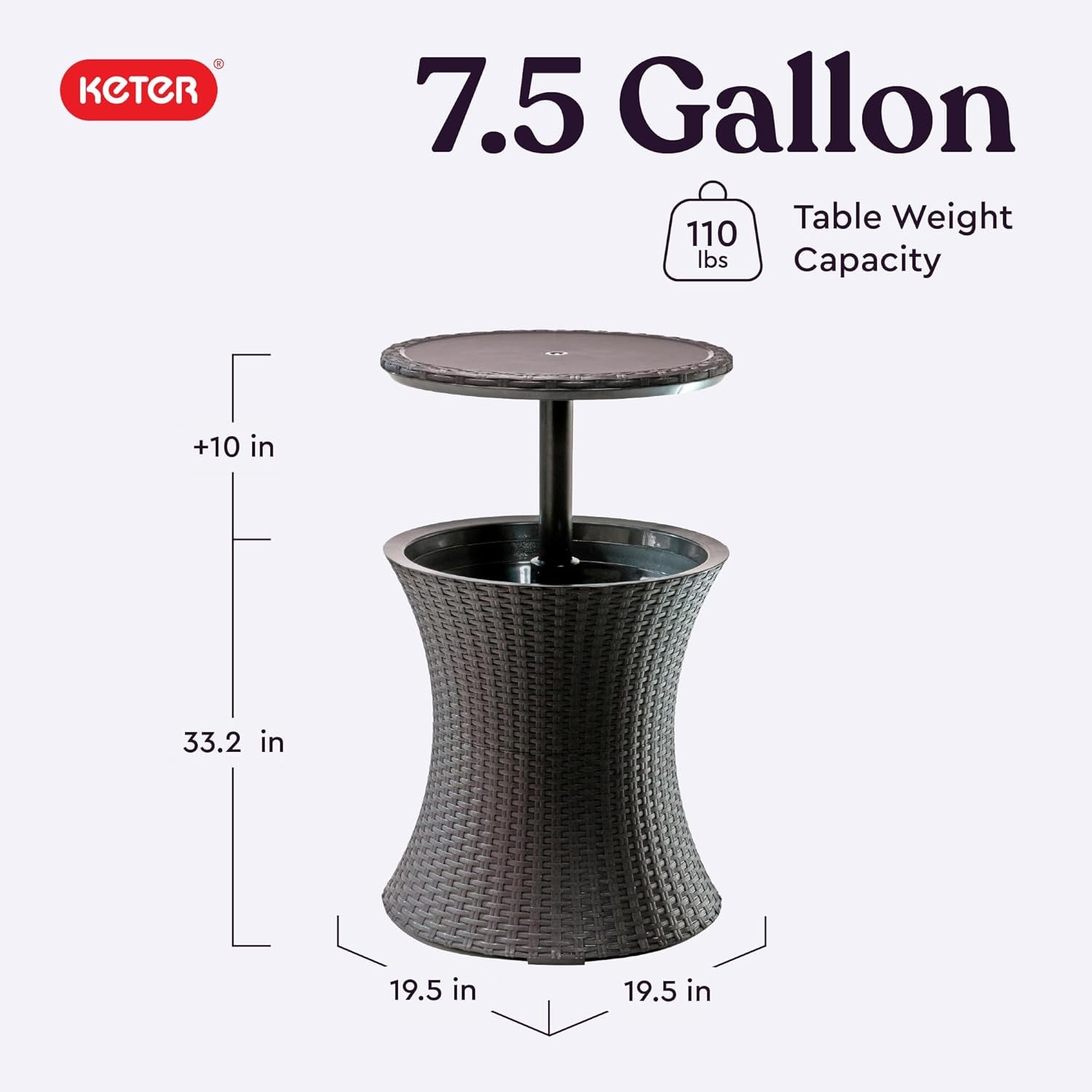 Pacific Cool Bar Outdoor Patio Furniture and Hot Tub Side Table with 7.5 Gallon Beer and Wine Cooler, Espresso Brown