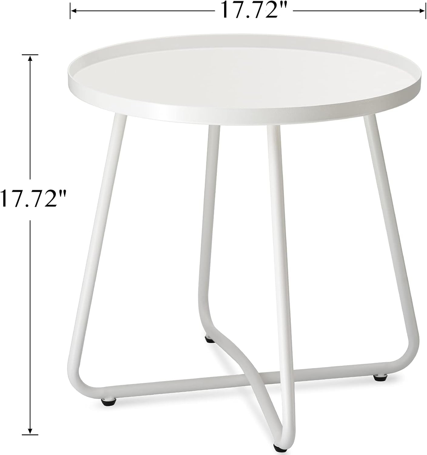Outdoor Side Tables, Weather Resistant Steel Patio Side Table, Small round Outdoor End Table Metal Side Table for Patio Yard Balcony Garden Bedside White