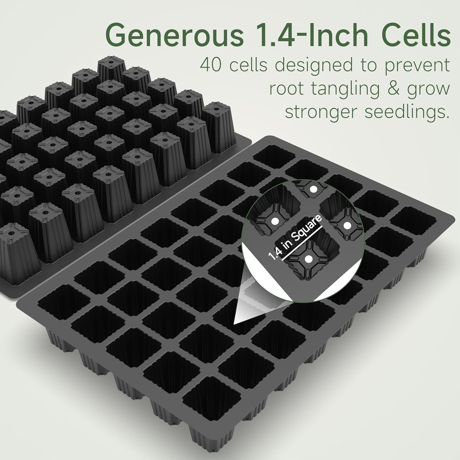 5-Set Seed Starter Tray Kits, Durable Plant Germination Trays with Humidity Vented Domes and Bases, Ideal for Seed Starting, Indoor Gardening, and Greenhouse (Total 200 Cells)