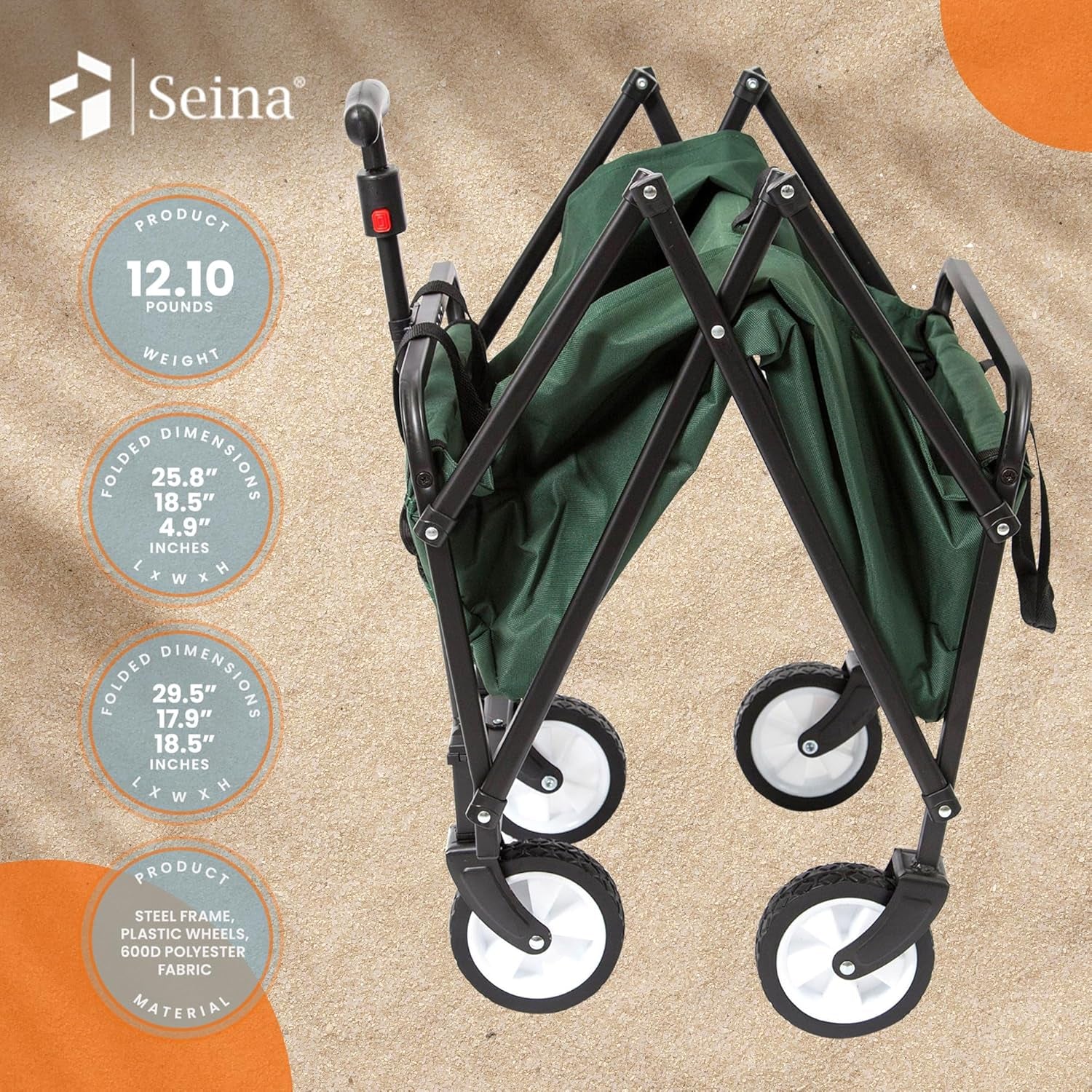 SUW-206 Green 5" Wheel Compact Wagon(Removable Wheels)