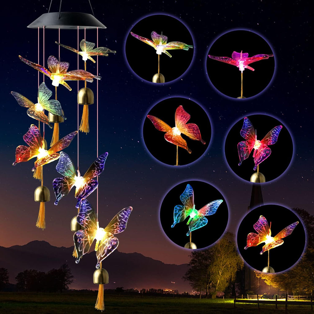 Butterfly Wind Chimes, Christmas Wind Chimes Solar