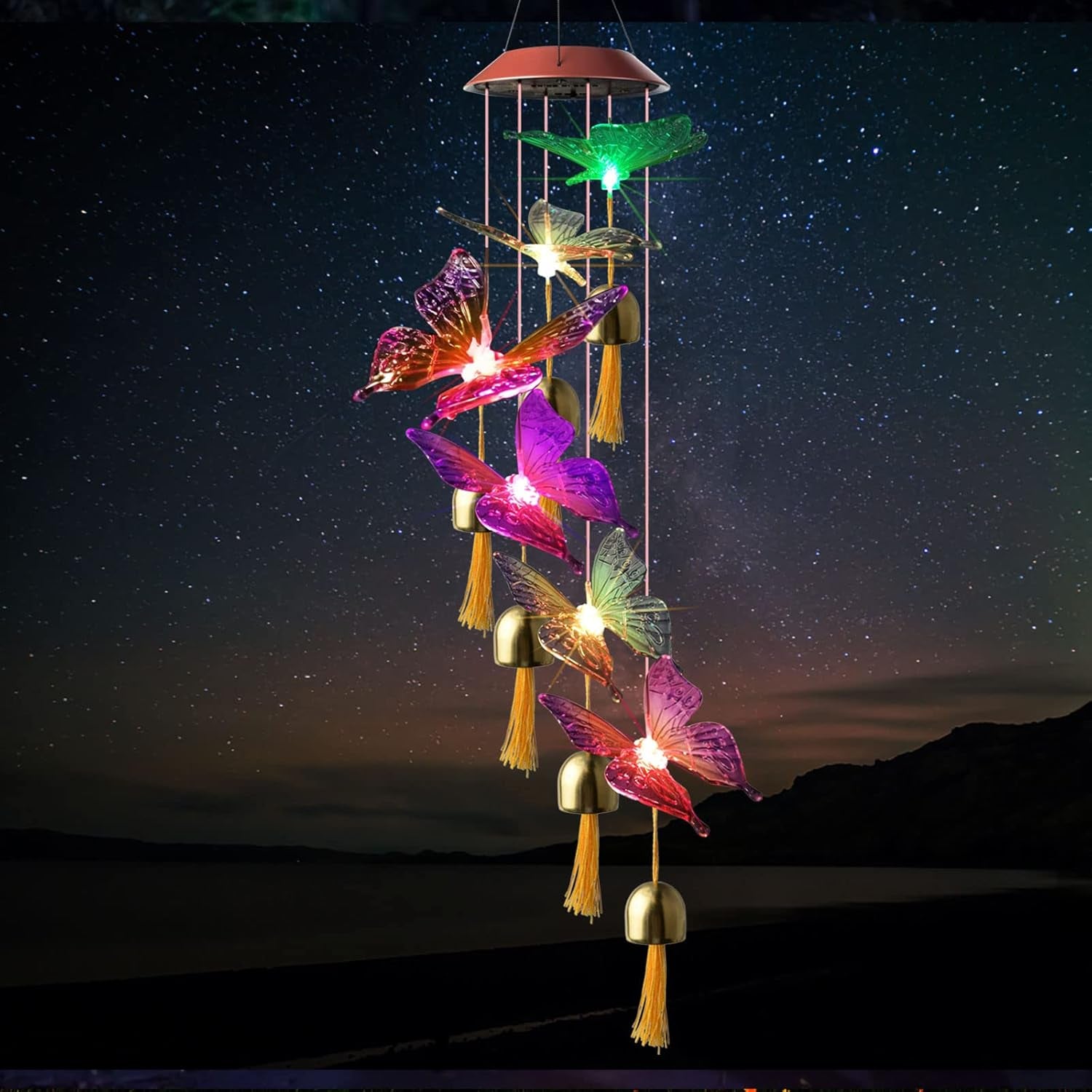 Butterfly Wind Chimes, Christmas Wind Chimes Solar