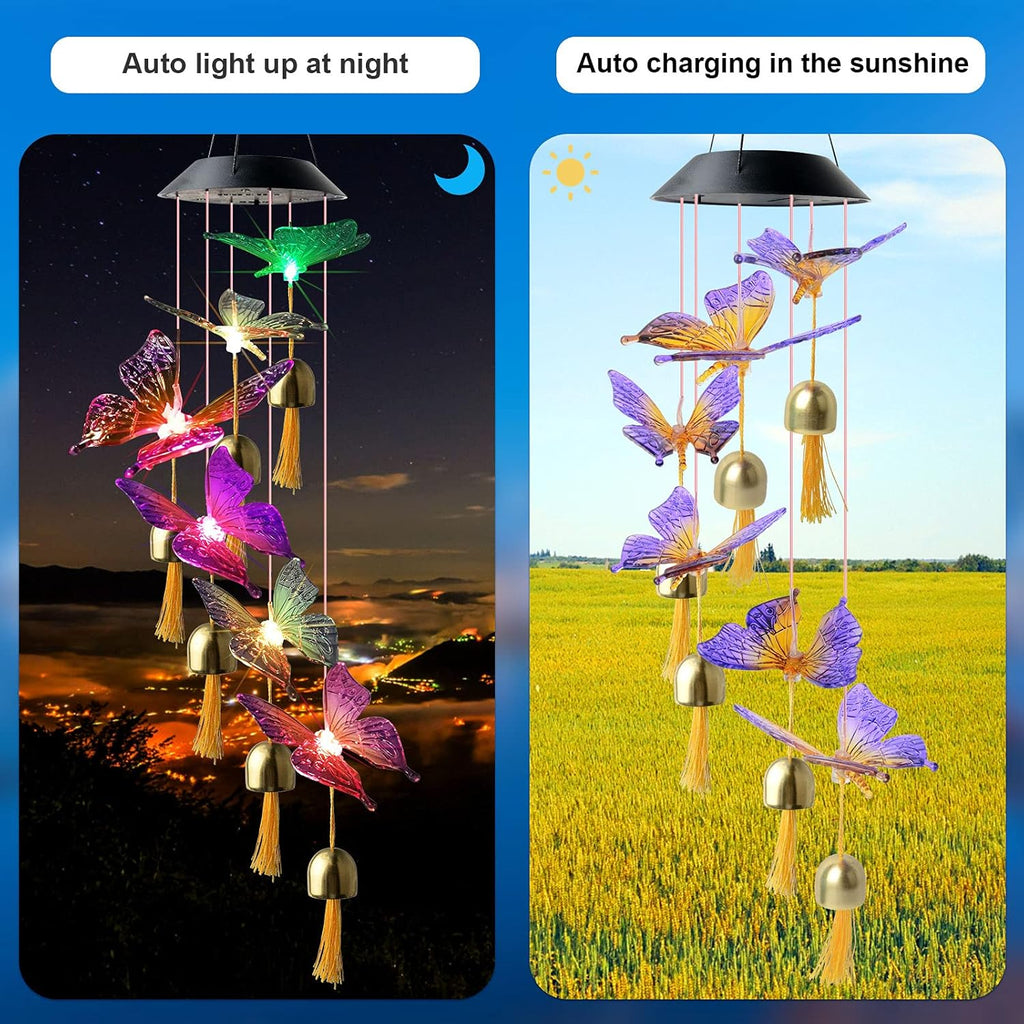 Butterfly Wind Chimes, Christmas Wind Chimes Solar